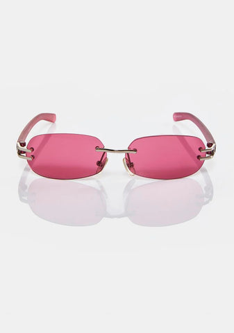 Raspberry Rectangle Sunglasses