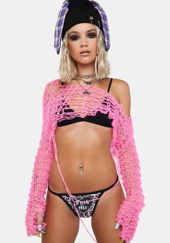 Pink Cheetah Fuck Me Heart Thong