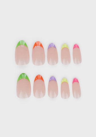 Ride The Rainbow Coffin Shaped False Nails