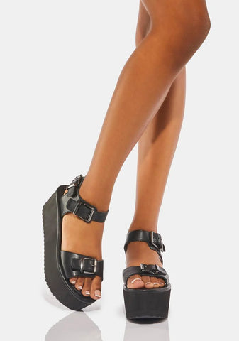 Black Chase Platform Sandals
