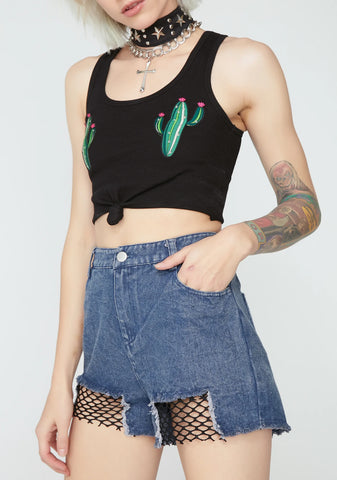 Indigo Line Of Attack Denim Shorts