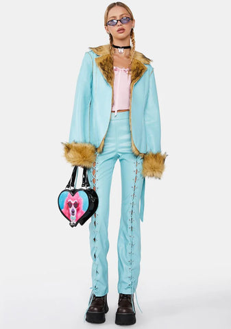 Aqua Can't Be Outshined Vegan Leather Jacket