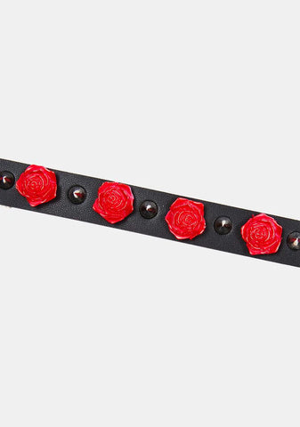 Scarlet Brutal Bloom Spiked Floral Choker