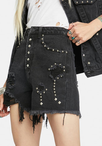 Hands On Distressed Denim Shorts