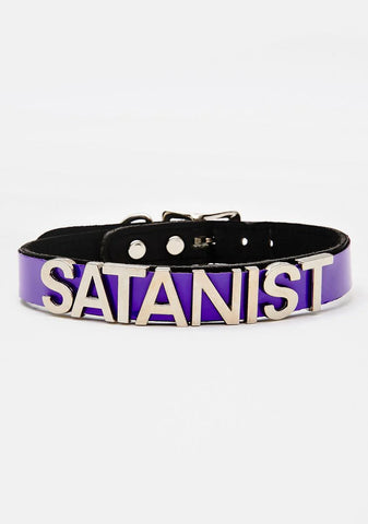 Purple Satanist Vegan Leather Choker