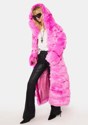 Luxe Jenny Pink Faux Fur Coat