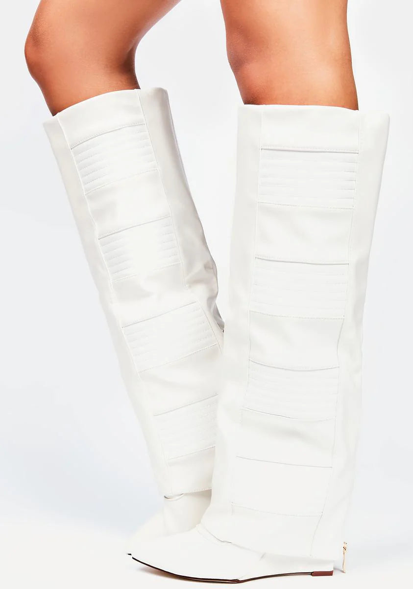 White Victoria Wedge Boots