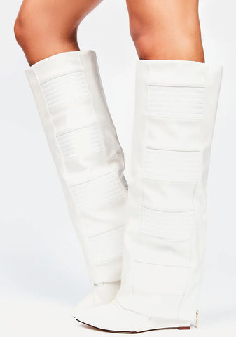 White Victoria Wedge Boots