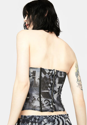 Grey Aly Mesh Corset Top
