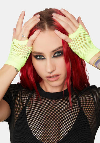 Plasmic Punk Fishnet Gloves