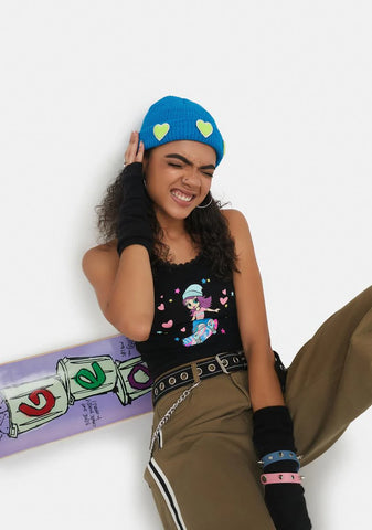 Aqua Flower Peacemaker Beanie