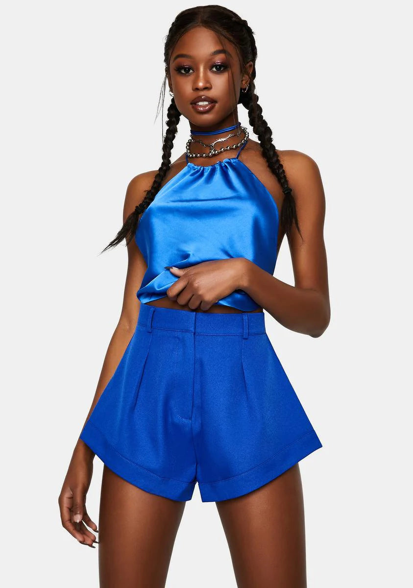 Blue In Bloom Mini Shorts