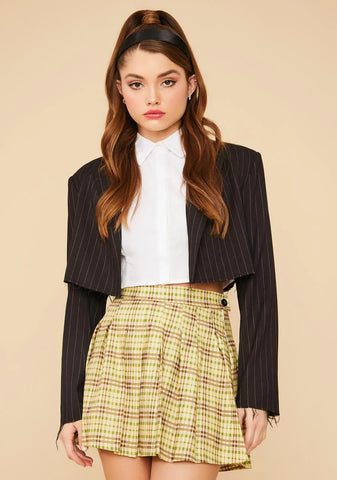 Study Date Plaid Pleated Mini Skirt