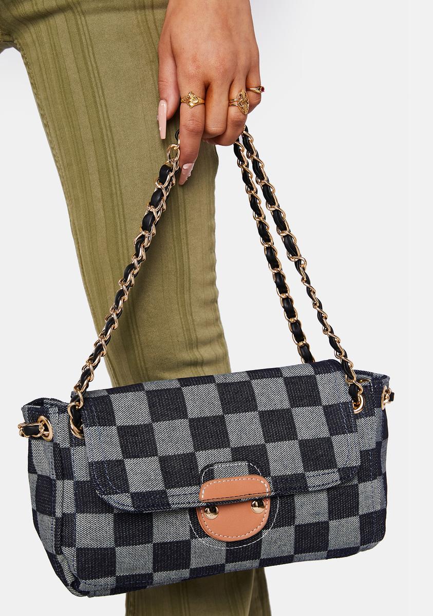 Designer Taste Checkered Shoulder Bag