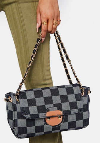 Designer Taste Checkered Shoulder Bag