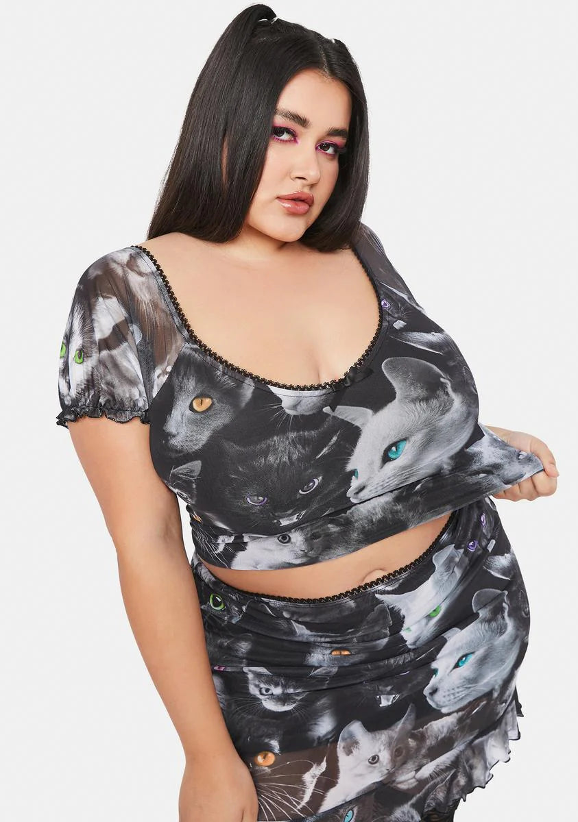 Miss Moonlight Meow Mesh Top