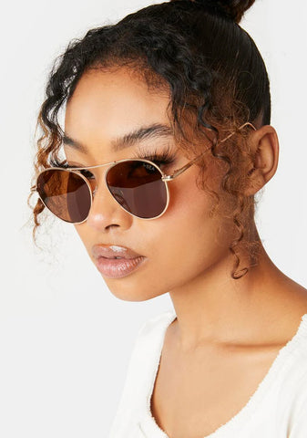 Ahoy Gold Brown Aviator Sunglasses