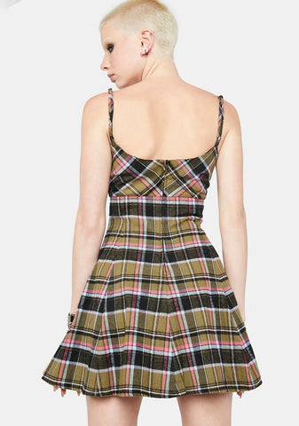 Sage Miss Nonconformist Plaid Mini Dress