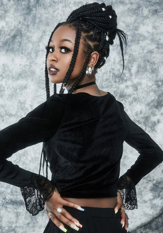 Charm Class Hero Velvet Crop Top