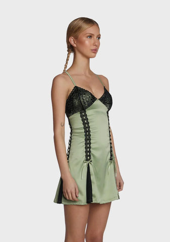 Late Night Rendezvous Slip Dress - Sage