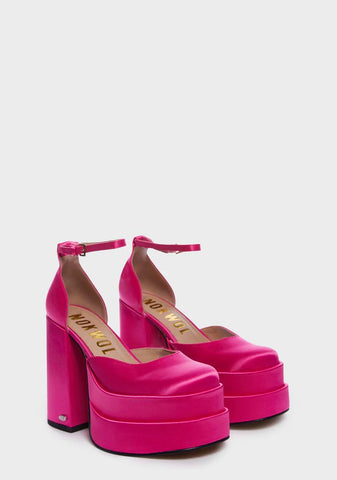 Charlie Satin Platform Heels - Pink