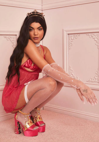 Candied Physical Allure Rhinestone Gloves