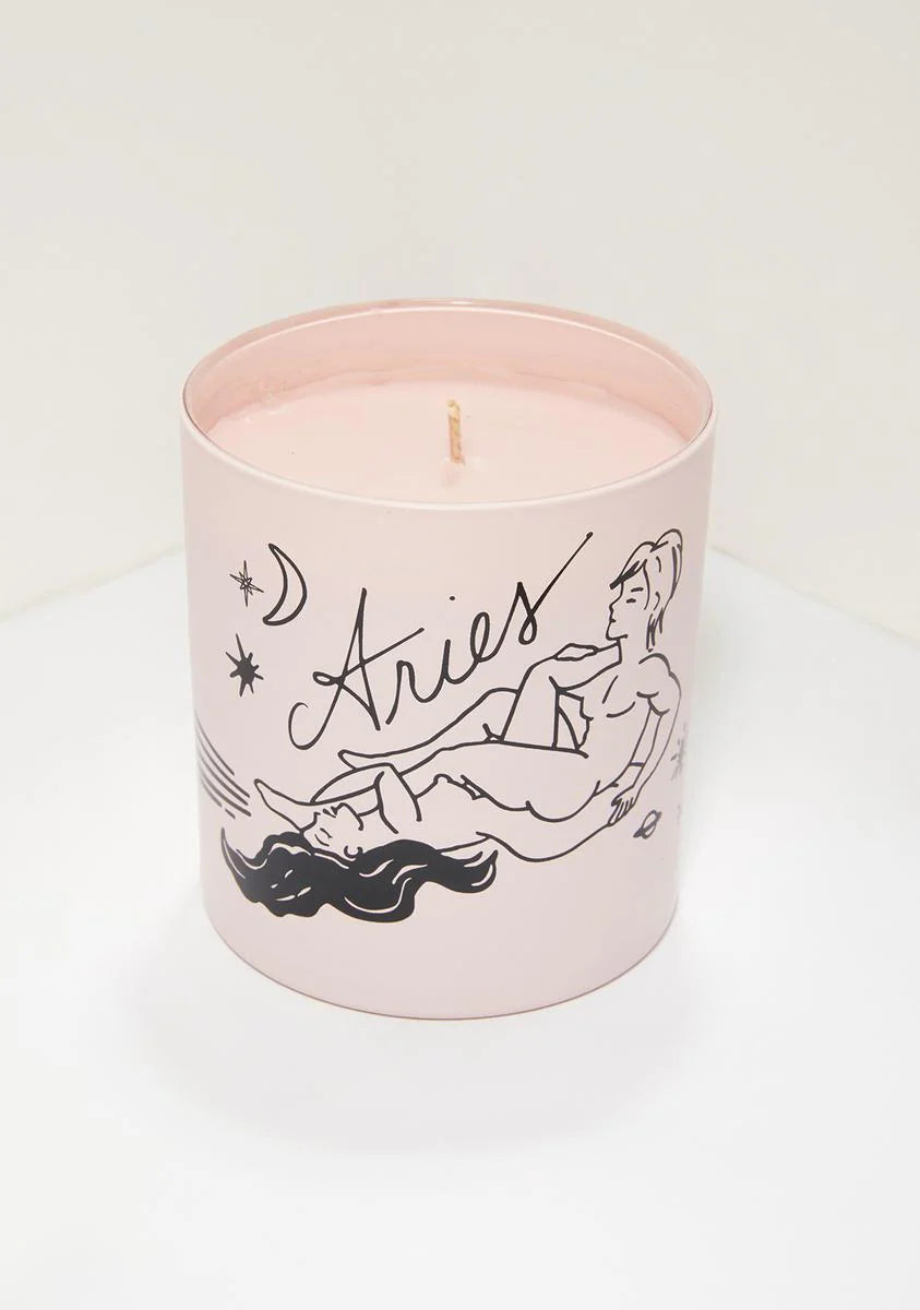 Pink Aries Zodiac Massage Candle