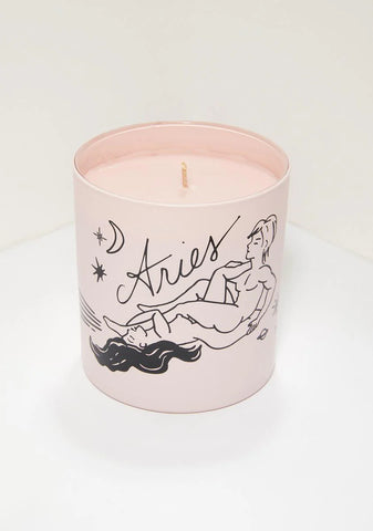 Pink Aries Zodiac Massage Candle