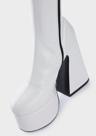 White Over It Platform Sock Boots