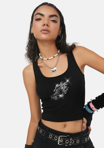Bite The Dust Rhinestone Crop Tank