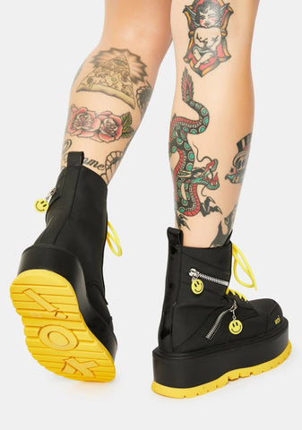 Bassiani Smiley Face Platform Boots