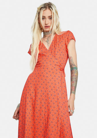 Happiness Blooms Wrap Midi Dress