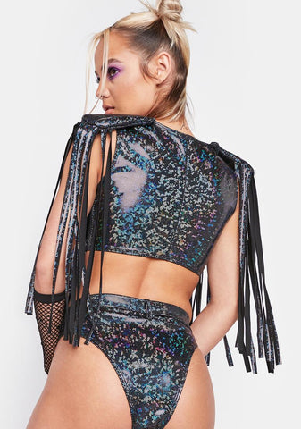 Holo Shimmer High Waist Garter Shorts