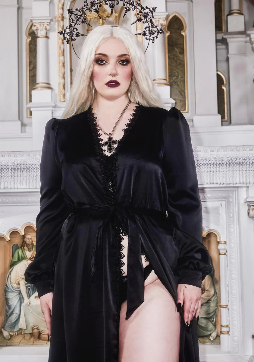 Plus Awaited Arrival Satin Robe