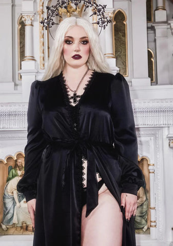 Plus Awaited Arrival Satin Robe