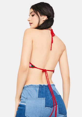Hippie Bliss Crochet Fringe Bra Top