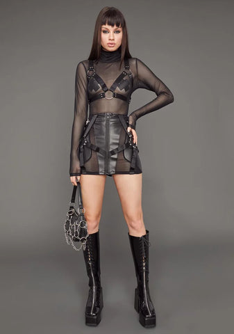 Naughty Habits Mesh Top And Harness Set