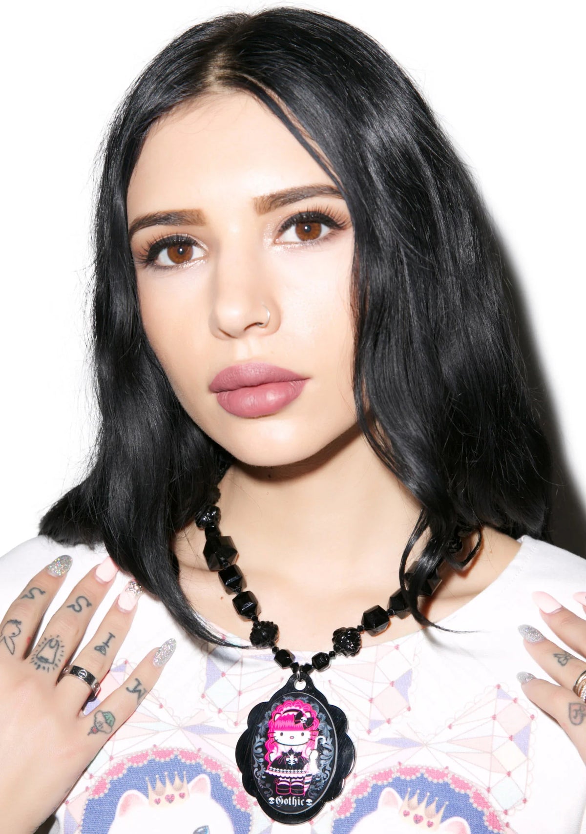 Adjustable Multibead Necklace With Cameo