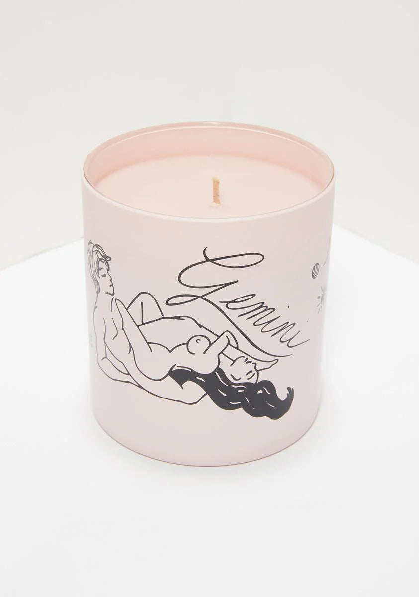 Pink Gemini Zodiac Massage Candle