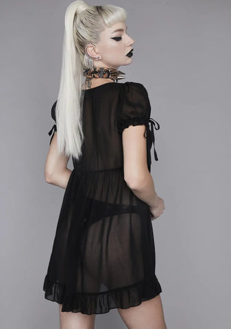 Dark Wayward Romance Chiffon Babydoll Dress