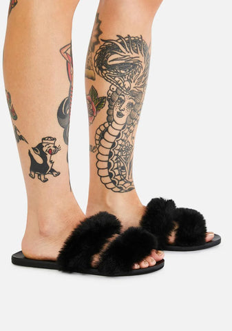 Hey Mailman Faux Fur Slides