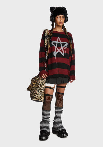 Pentagram Star Striped Sweater