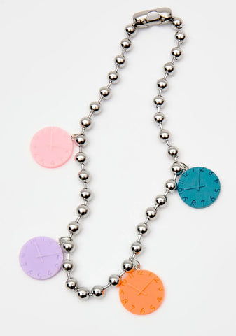 On Time Clock Charm Necklace