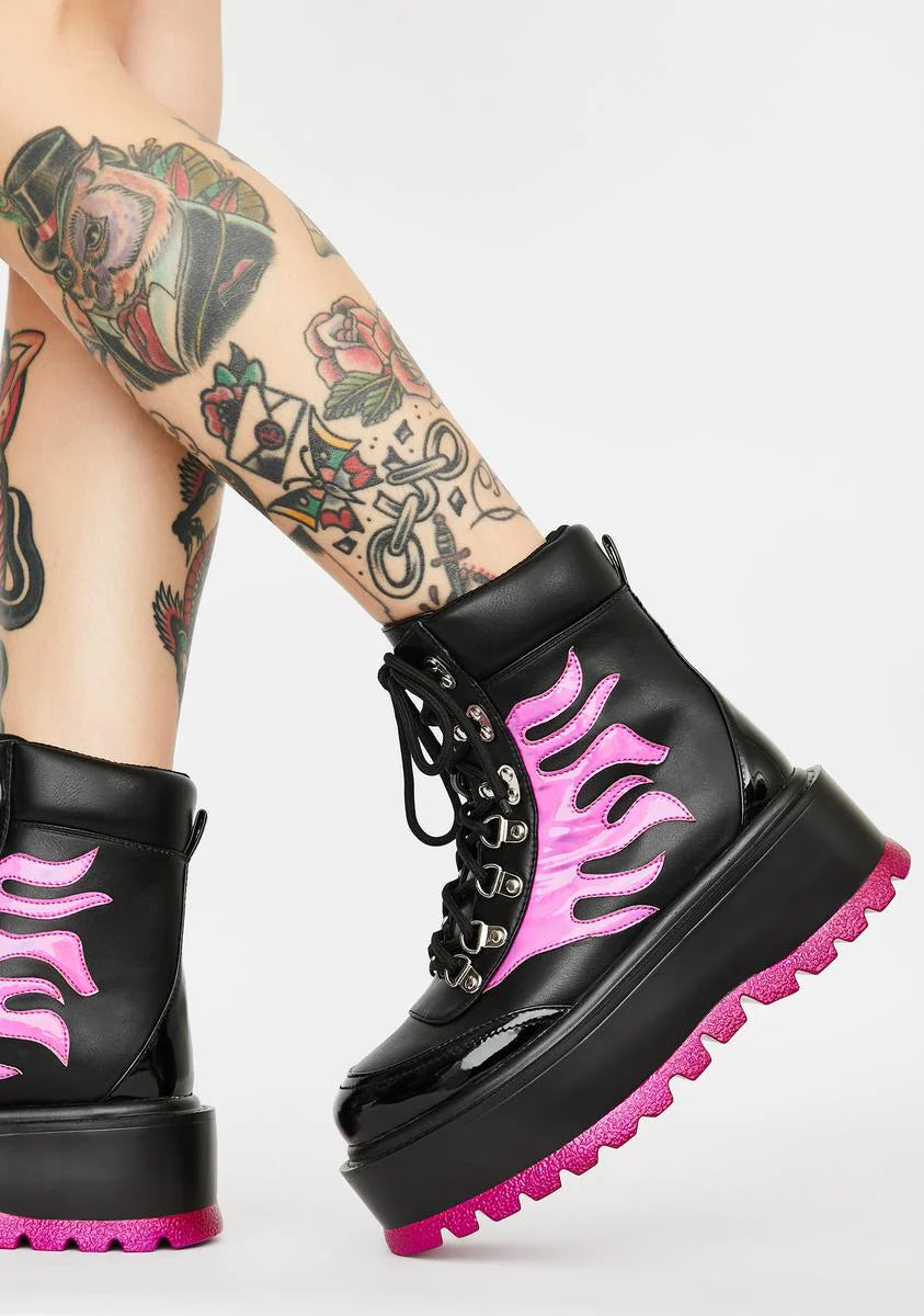 Purple Helios Flame Combat Boots