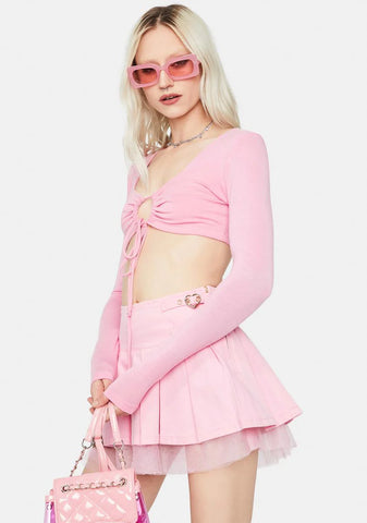 Bubblegum Big Moves Front Tie Crop Top