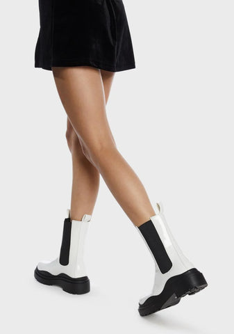 White Ghosted Chelsea Boots