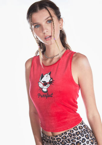Miss Purrfectionist Velvet Tank Top