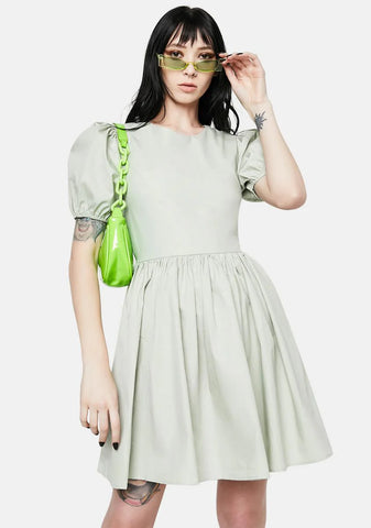 Sage Lara Puff Sleeve Mini Dress