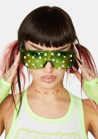 Slime Ready To Glow Rhinestone Sunglasses