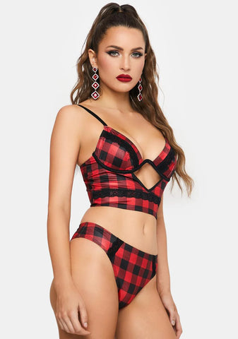 You're Exciting Plaid Lingerie Set